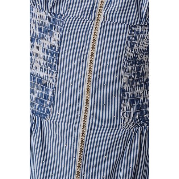 Anthropologie Tommie Cap-Sleeve Smocked Front-Zip Shirt Dress Shine Edition XS - Picture 5 of 5